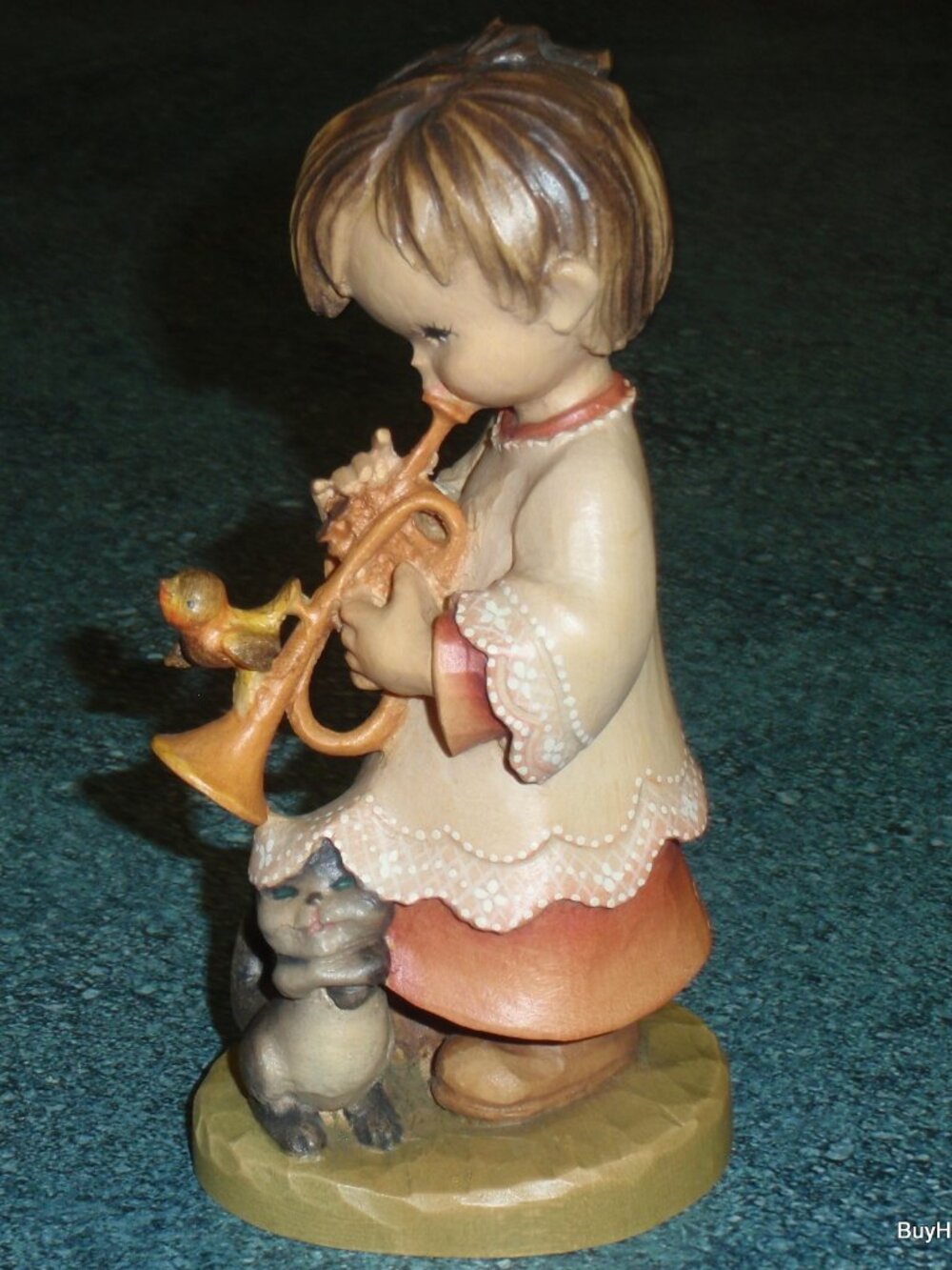 "Trumpeter" ANRI Wood Carved Figure By Ferrandiz SIGNED BY Rudi Kostner - RARE!